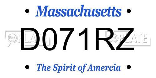 D071RZ Massachusetts License Plate