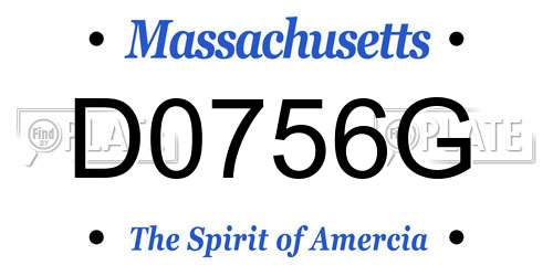 D0756G Massachusetts License Plate