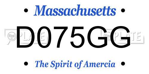 D075GG Massachusetts License Plate