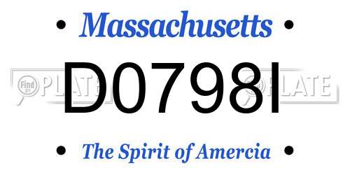D0798I Massachusetts License Plate