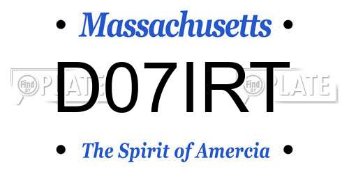 D07IRT Massachusetts License Plate