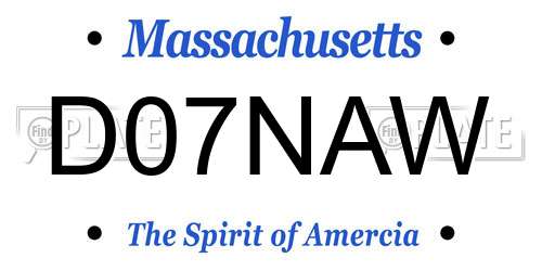 D07NAW Massachusetts License Plate
