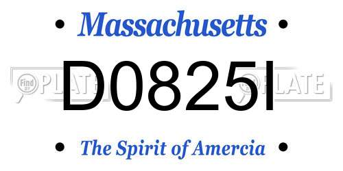 D0825I Massachusetts License Plate