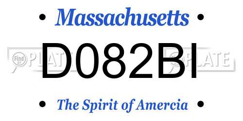 D082BI Massachusetts License Plate