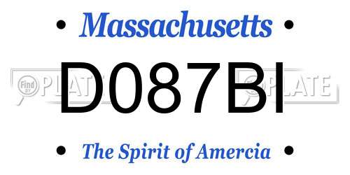 D087BI Massachusetts License Plate