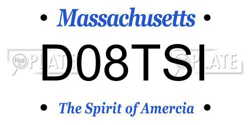 D08TSI Massachusetts License Plate