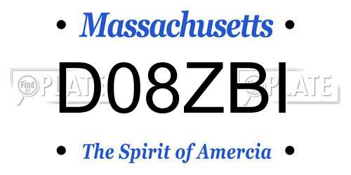 D08ZBI Massachusetts License Plate