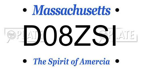 D08ZSI Massachusetts License Plate