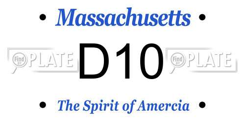 D10 Massachusetts License Plate