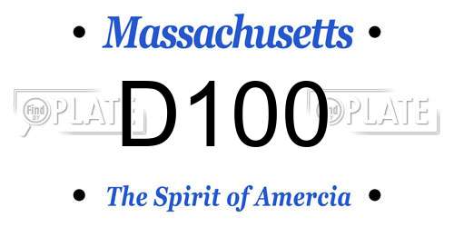 D100 Massachusetts License Plate