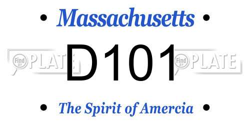 D101 Massachusetts License Plate