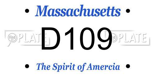 D109 Massachusetts License Plate