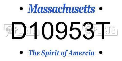 D10953T Massachusetts License Plate