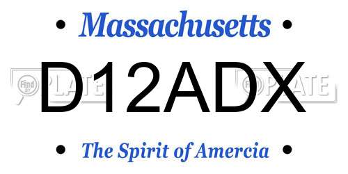 D12ADX Massachusetts License Plate
