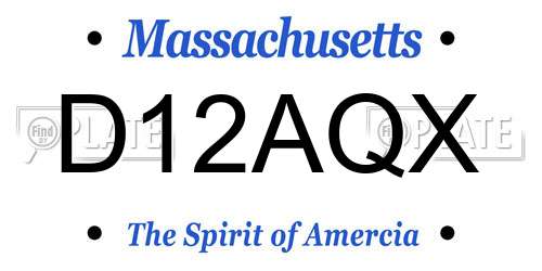 D12AQX Massachusetts License Plate
