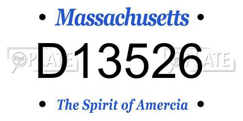D13526 Massachusetts License Plate
