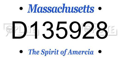 D135928 Massachusetts License Plate