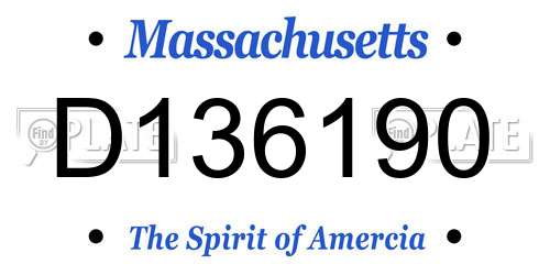 D136190 Massachusetts License Plate