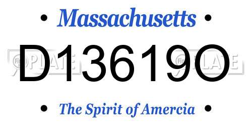 D13619O Massachusetts License Plate