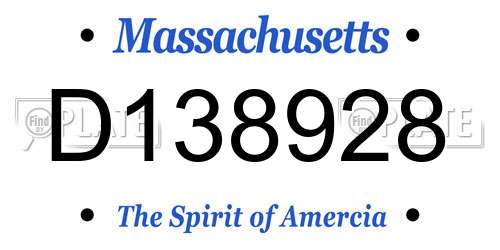 D138928 Massachusetts License Plate
