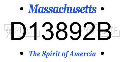 D13892B Massachusetts License Plate