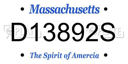 D13892S Massachusetts License Plate