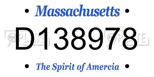 D138978 Massachusetts License Plate