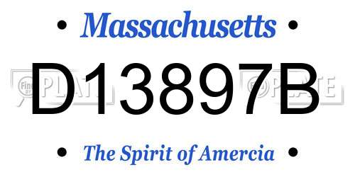 D13897B Massachusetts License Plate