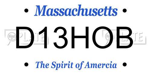 D13HOB Massachusetts License Plate