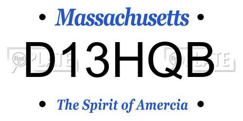 D13HQB Massachusetts License Plate