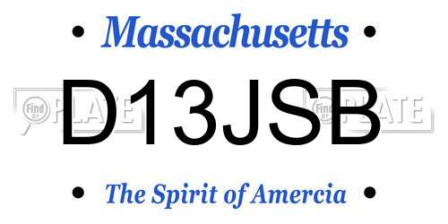 D13JSB Massachusetts License Plate