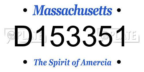 D153351 Massachusetts License Plate