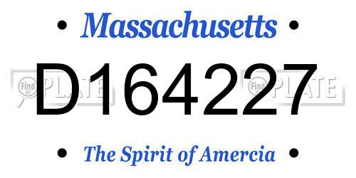 D164227 Massachusetts License Plate