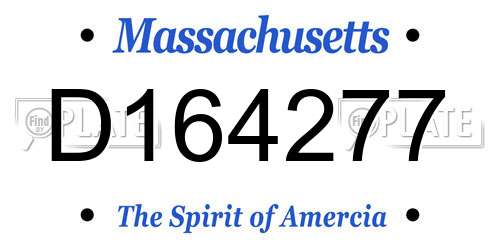 D164277 Massachusetts License Plate