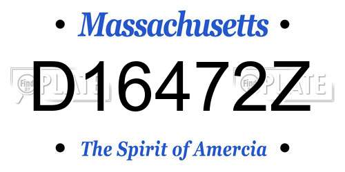 D16472Z Massachusetts License Plate