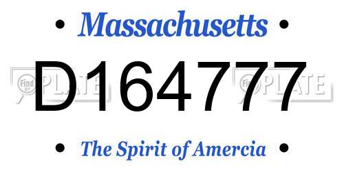 D164777 Massachusetts License Plate