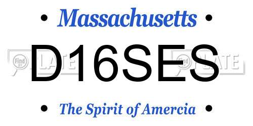 D16SES Massachusetts License Plate