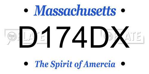 D174DX Massachusetts License Plate