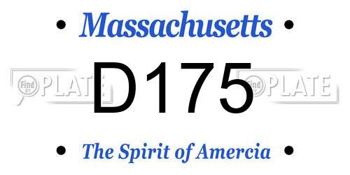 D175 Massachusetts License Plate