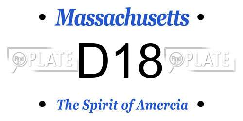 D18 Massachusetts License Plate