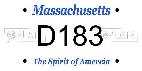 D183 Massachusetts License Plate