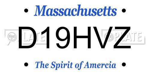 D19HVZ Massachusetts License Plate