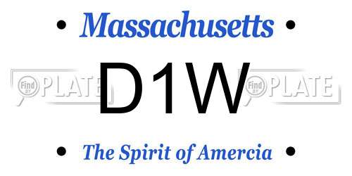 D1W Massachusetts License Plate
