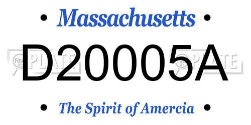 D20005A Massachusetts License Plate