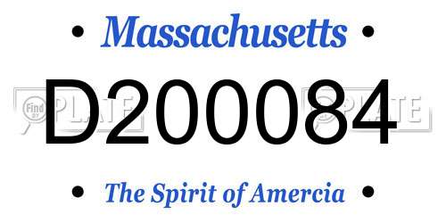 D200084 Massachusetts License Plate