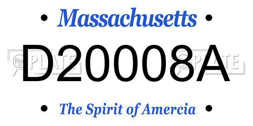 D20008A Massachusetts License Plate