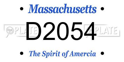 D2054 Massachusetts License Plate
