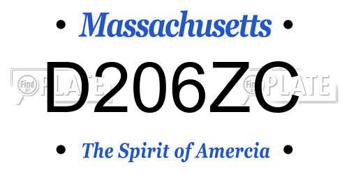D206ZC Massachusetts License Plate