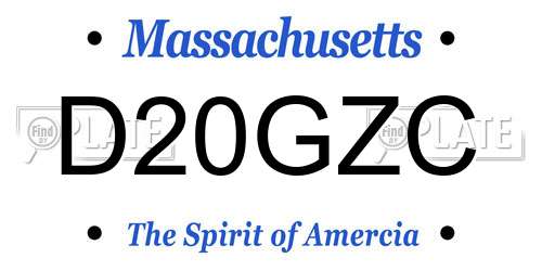 D20GZC Massachusetts License Plate