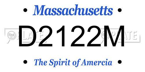D2122M Massachusetts License Plate